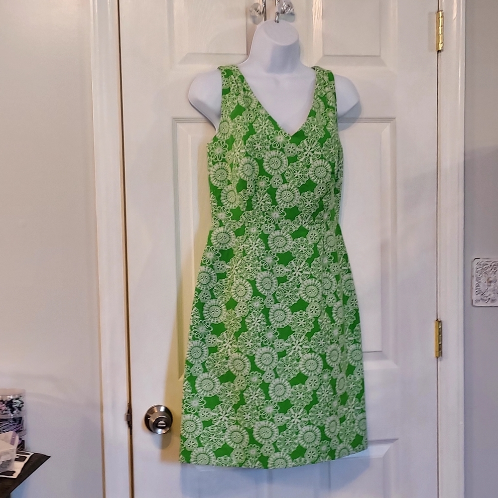 Lilly Pulitzer Kiki Dress Jacquard Day Dreamer size 6 Green White  Cotto…